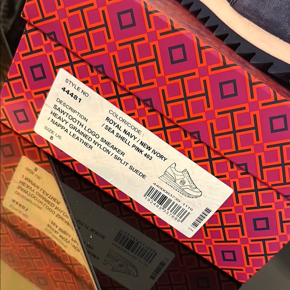 Tory Burch Sawtooth Logo Sneakers in Royal Navy/New Ivory/Sea Shell Pink - Picture 7 of 8